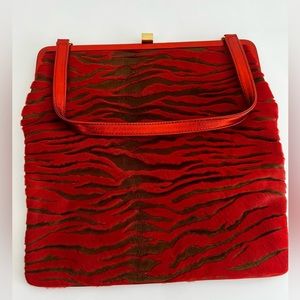 Lamberson Truex Vintage pony skin and metallic orange leather bag - new no tags